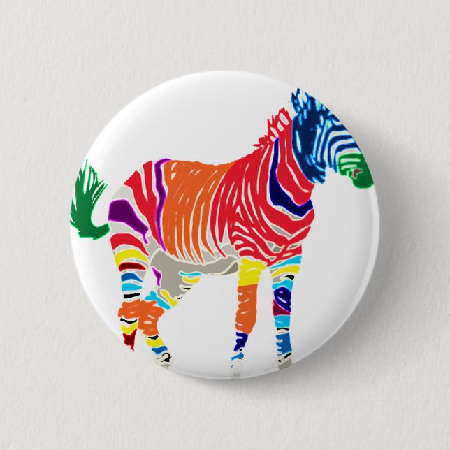 Rainbow Zebra Animals Monogrammed Pattern Party 6 Cm Round Badge (Front)