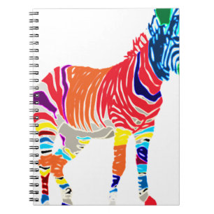 Rainbow Zebra Animals Monogrammed Pattern Party Spiral Notebook
