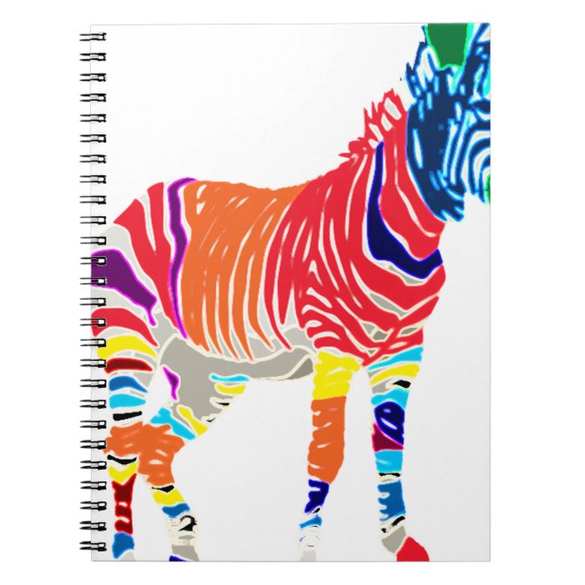 Rainbow Zebra Animals Monogrammed Pattern Party Spiral Notebook (Front)