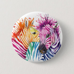 Rainbow Zebra Button