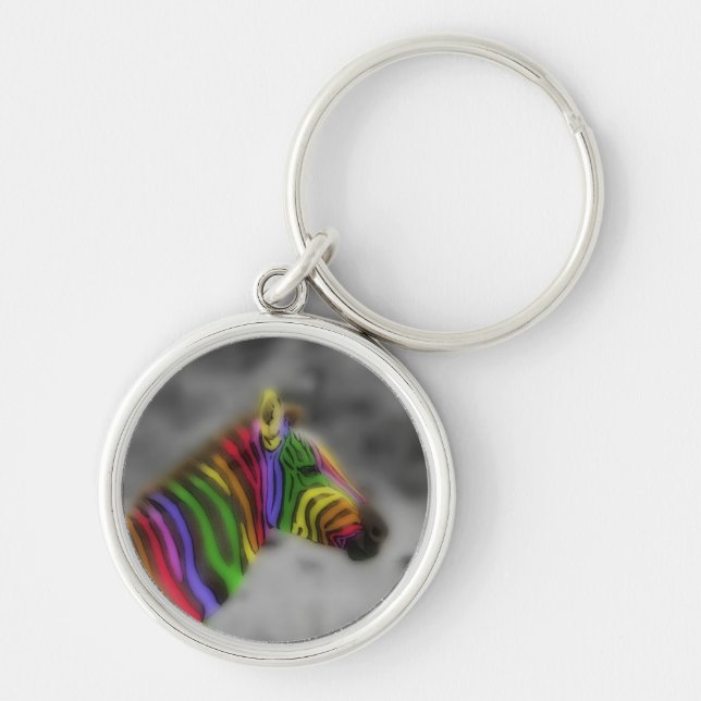 Rainbow Zebra Key Ring (Front)