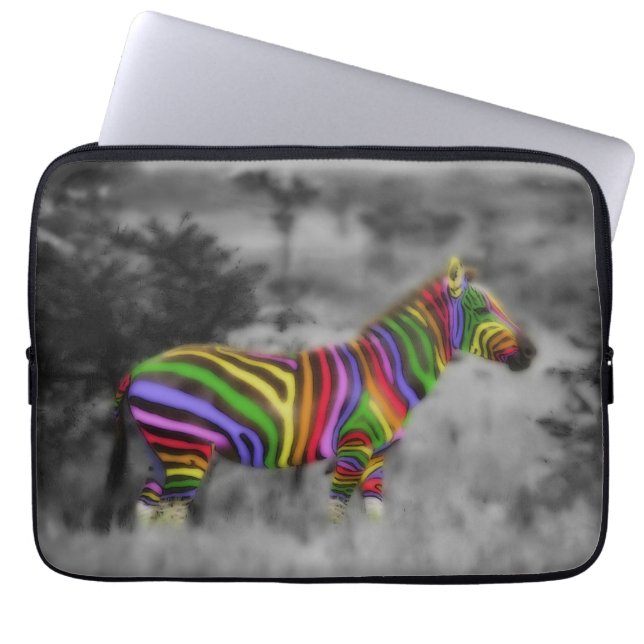 Rainbow Zebra Laptop Sleeve (Front)