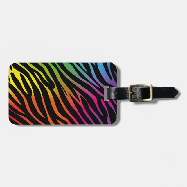 Rainbow zebra luggage tag (Front Horizontal)