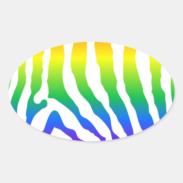 Rainbow Zebra Pattern Oval Sticker (Front)