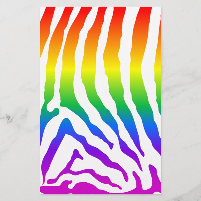 Rainbow Zebra Pattern Stationery (Front)