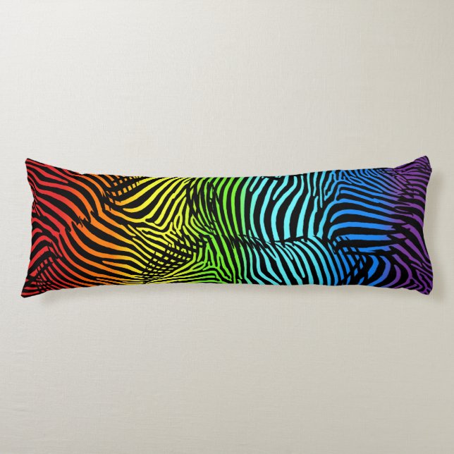 Rainbow Zebra Patterned Striped Body Pillow (Front)