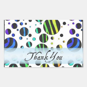 Rainbow Zebra Polka Dot Pattern Thank You Rectangular Sticker