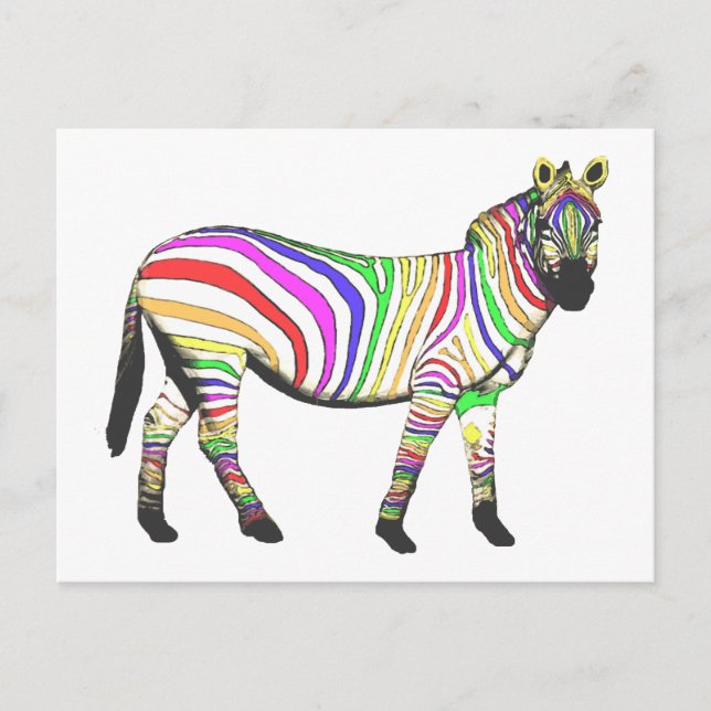 Rainbow Zebra Postcard (Front)
