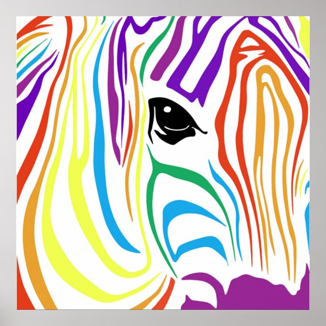 Rainbow Zebra Poster (Front)