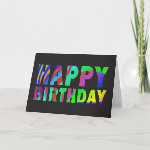 Rainbow Zebra Print Birthday Card