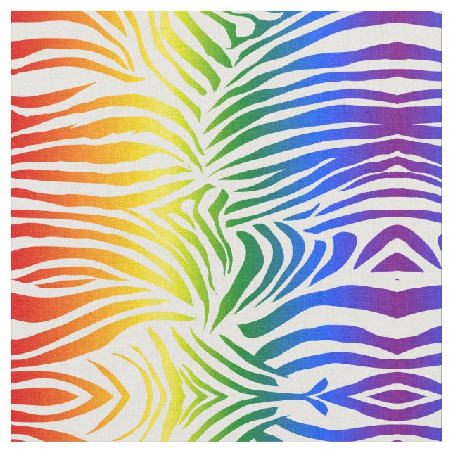 Rainbow Zebra Print Bold and Bright LGBT Fabric (Close Up)