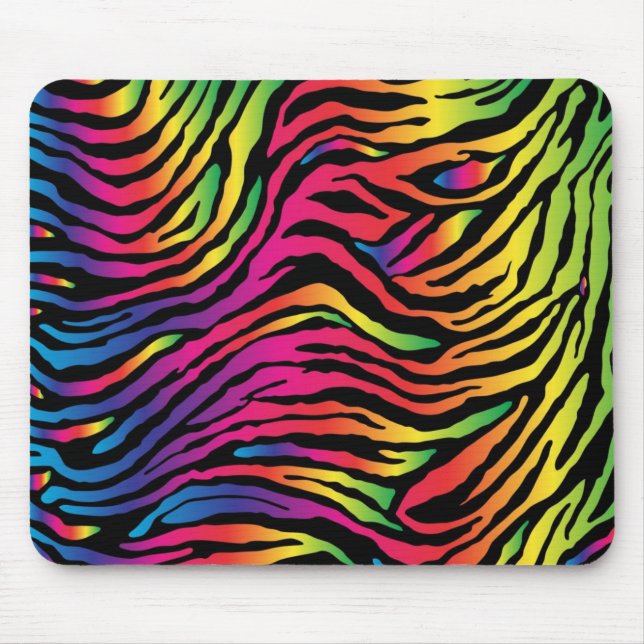 Rainbow Zebra Print Mousepad (Front)