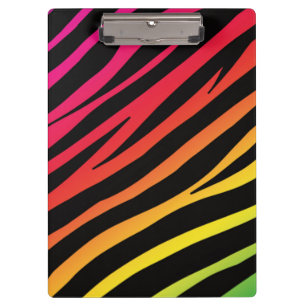 Rainbow zebra print multi colour clipboard