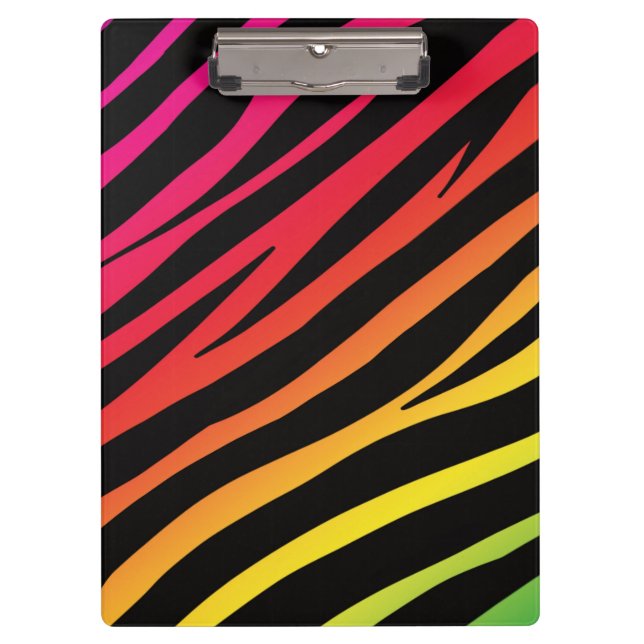 Rainbow zebra print multi colour clipboard (Front)