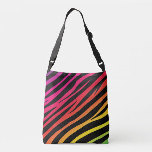 Rainbow zebra print multi colour crossbody bag