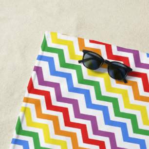 Rainbow zig zag beach towel