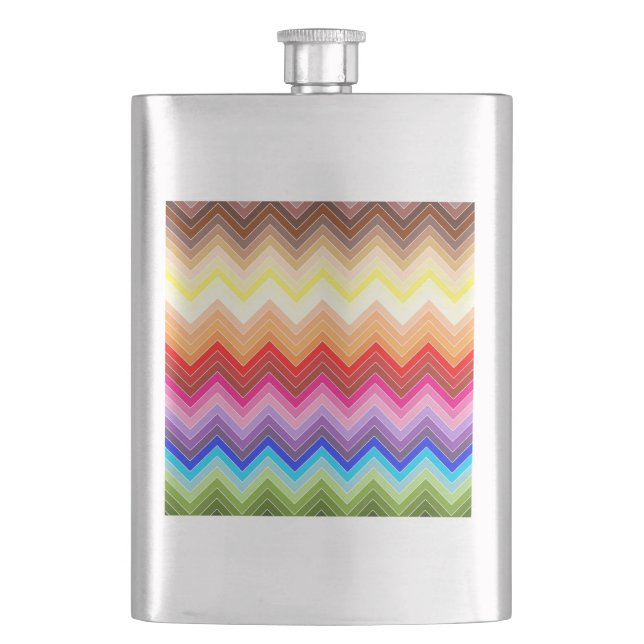 Rainbow Zig Zag Hip Flask (Front)