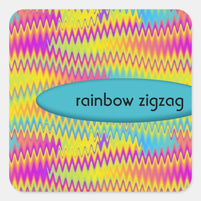 rainbow zigzag square sticker (Front)