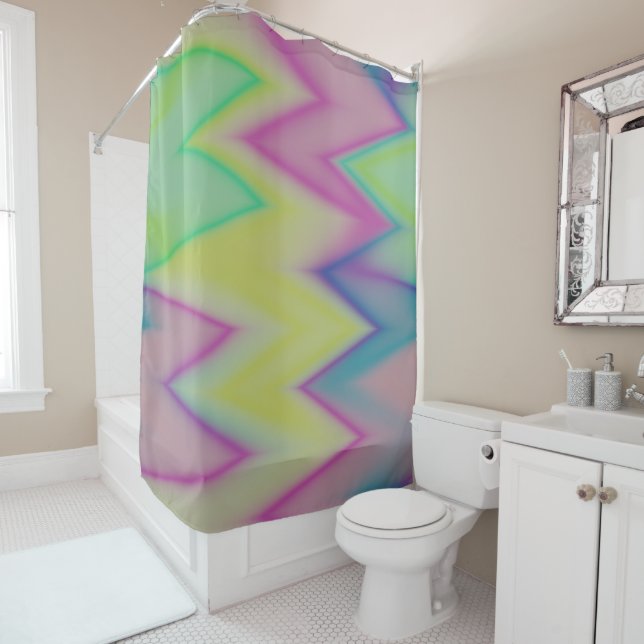 Rainbow Zigzags Shower Curtain (In Situ)