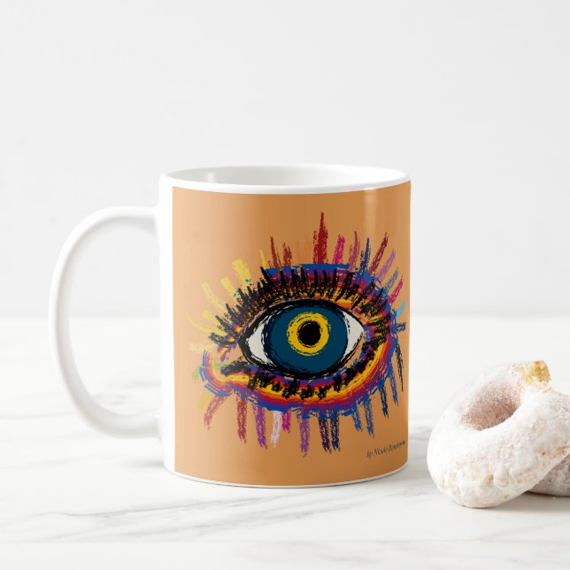 Rainboweye - orange coffee mug (With Donut)