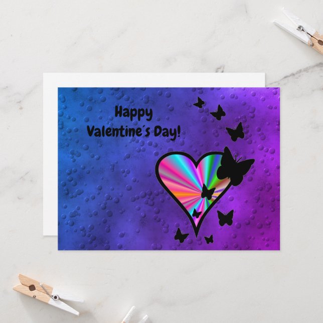 Rainbowheart and Butterfly Card (Front/Back In Situ)