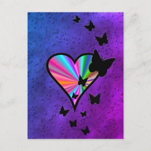 Rainbowheart and Butterfly Postcard