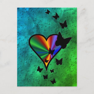Rainbowheart and Butterfly Postcard