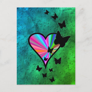 Rainbowheart and Butterfly Postcard