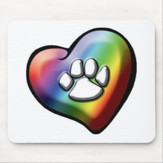 rainbowheartpawprint mouse pad
