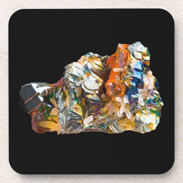 RainbowHematite Crystal Hard Plastic 6 Coaster Set (Front)