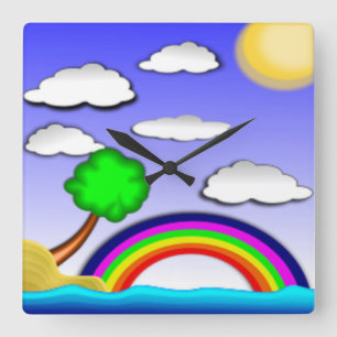 RAINBOWLAND SQUARE WALL CLOCK