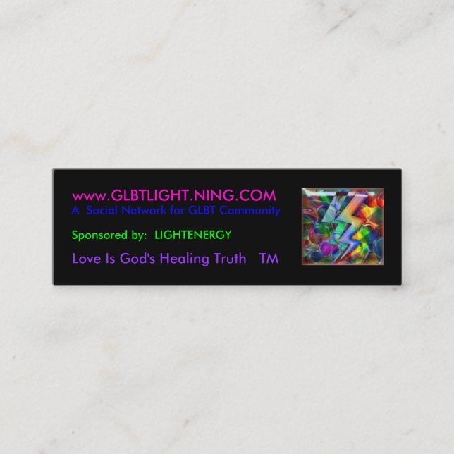 rainbowlight, www.GLBTLIGHT.NING.COM, A  Social... Mini Business Card (Front)