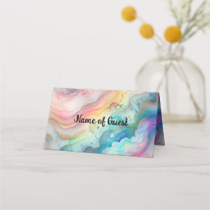 Rainbows and Bubbles Party Paper Place Card 