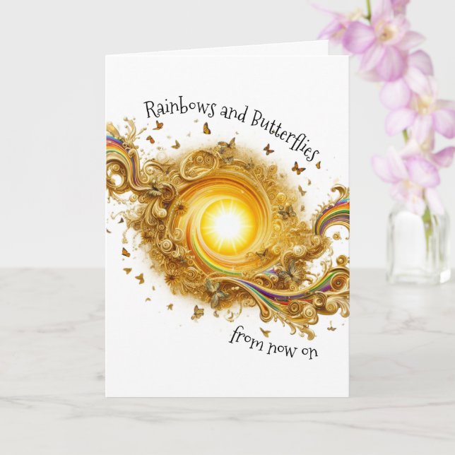 Rainbows and Butterflies Card (Orchid)