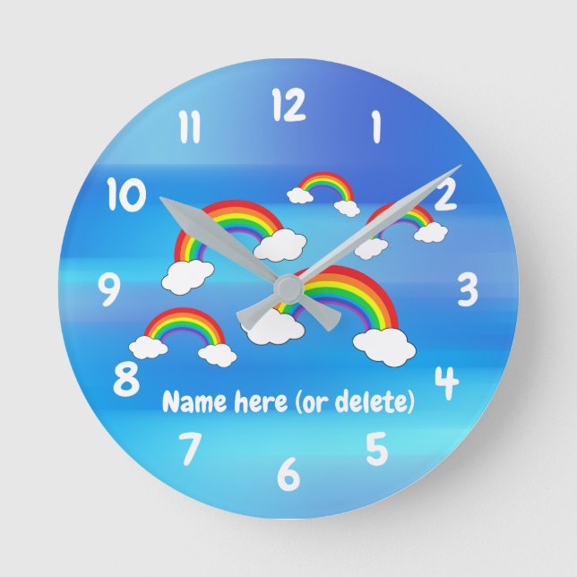 Rainbows and Clouds Acrylic wall clock (Front)