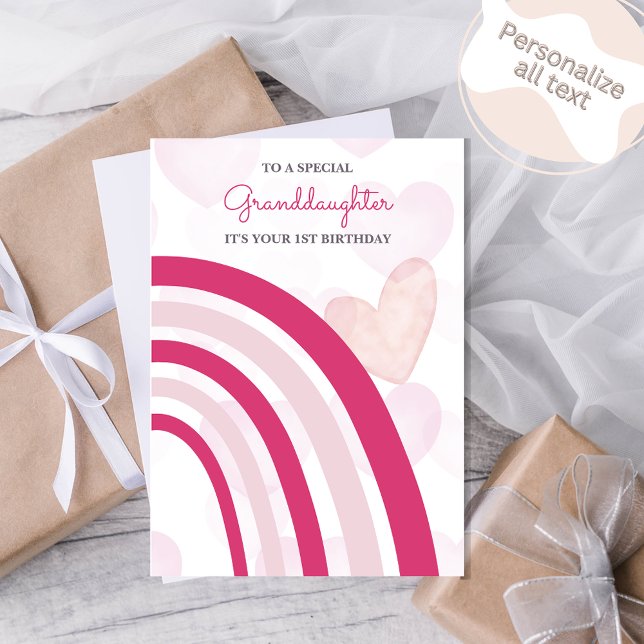  Rainbows and Hearts (Hot Pink) Birthday Card (Creator Uploaded)