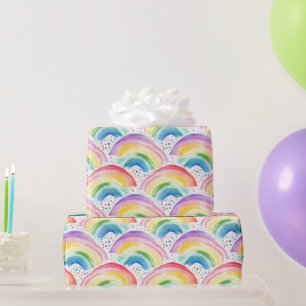Rainbows and Rainbow Coloured Flowers Wrapping Paper