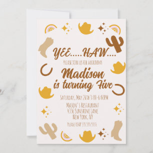 Rainbows and Rodeos Groovy Birthday Invitation