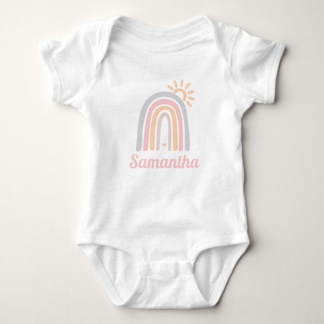 Rainbows and Sunshine Personalised Name Baby Bodysuit (Front)