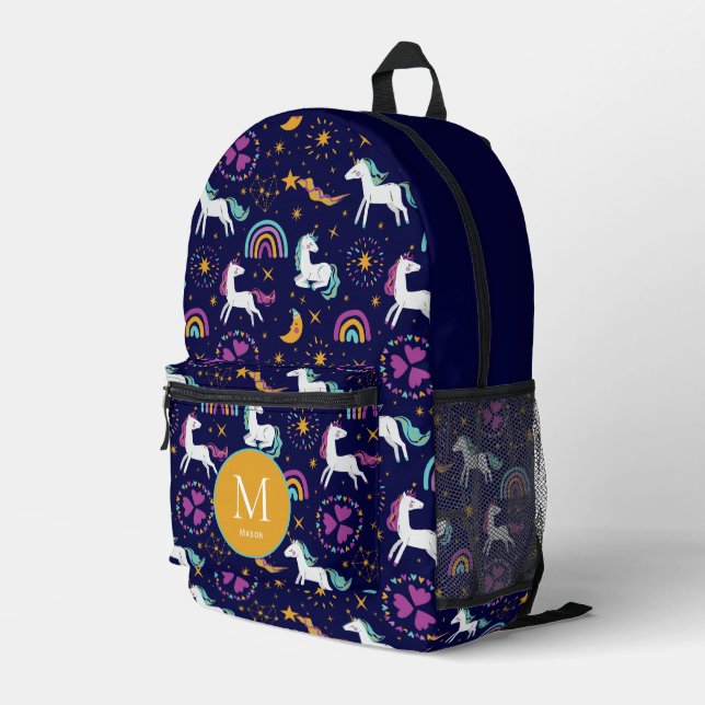 Rainbows and Unicorns blue Print Cut Sew Bag (Back Corner Right)