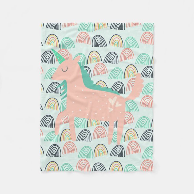 Rainbows and Unicorns Fleece Blanket (Front)
