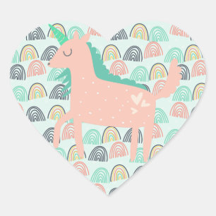 Rainbows and Unicorns Heart Sticker