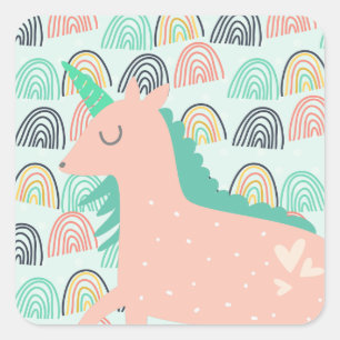 Rainbows and Unicorns Square Sticker