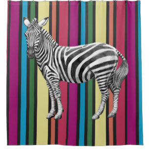 Rainbows and Zebras Shower Curtain