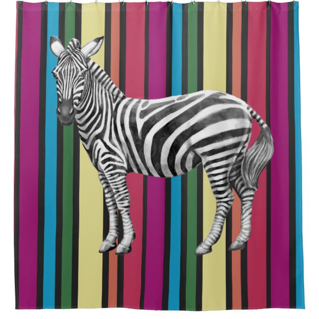 Rainbows and Zebras Shower Curtain (Front)