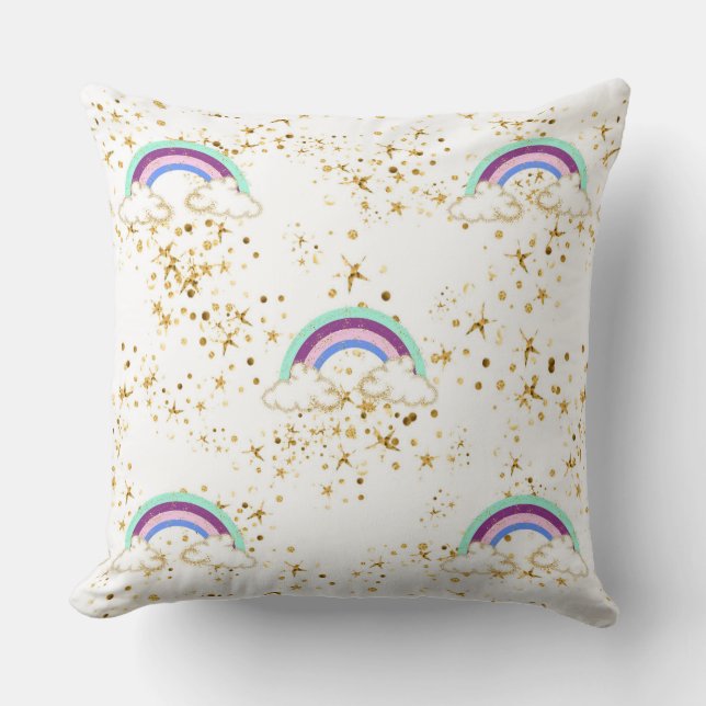 Rainbows Clouds And Stars Cushion (Front)