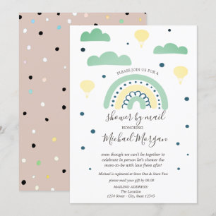 Rainbows,Clouds,Dots Virtual Baby Shower By Mail Invitation
