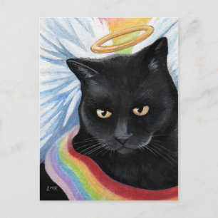Rainbow's End Angel Cat Painting Postcard