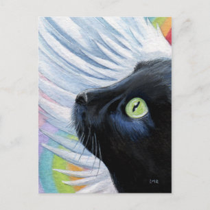 Rainbow's End Angel Cat Painting Postcard