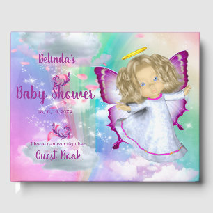 Rainbows, Fluffy clouds & Butterfly Baby Girl Guest Book